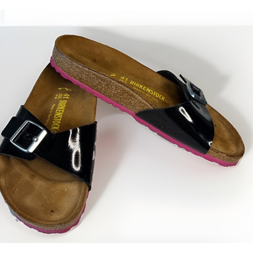 Birkenstock Madrid Black Birko-Flor Sandals Size EU41/US 10 EUC